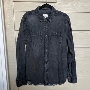 American Eagle Black Denim Button Down Shirt